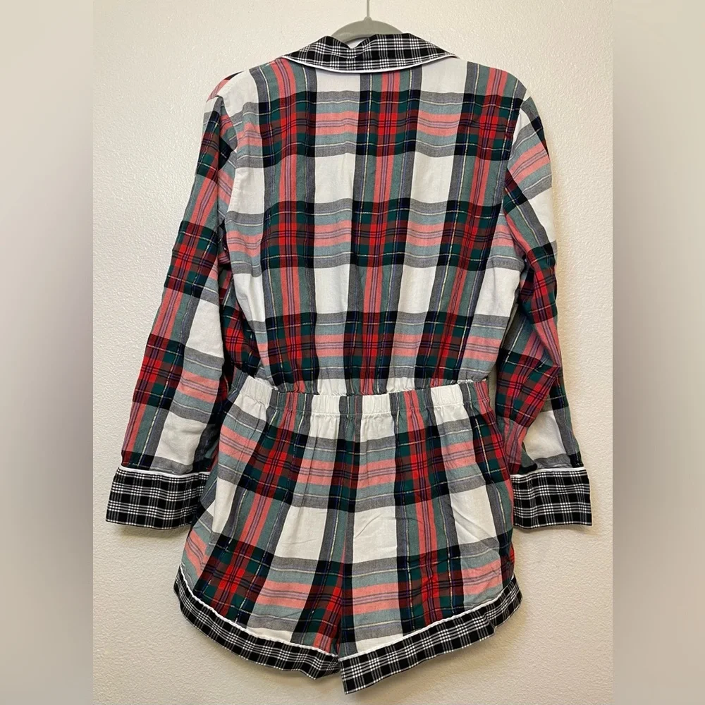 Victoria's Secret Women’s Multicolor Plaid Flannel Rhinestone Romper Size‎ M